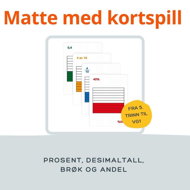 Brøk, prosent, desimaltall og andel.